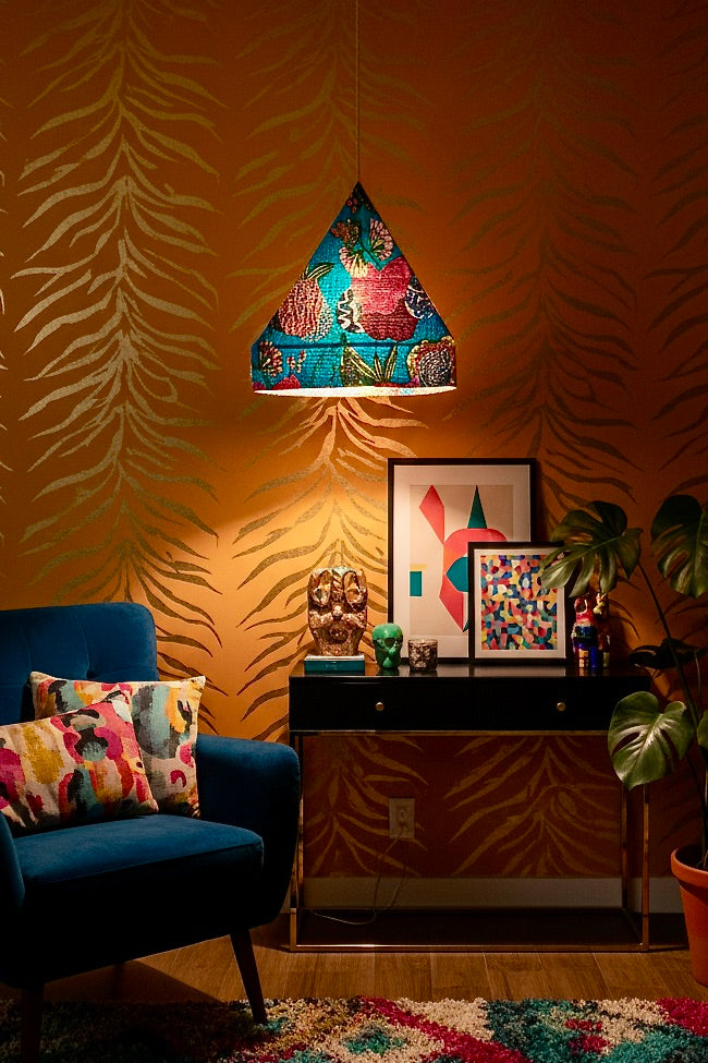 PYRAMID FESTIVAL LIGHTS - BLUE - Hanging Pendant Lights with Dimmer cord