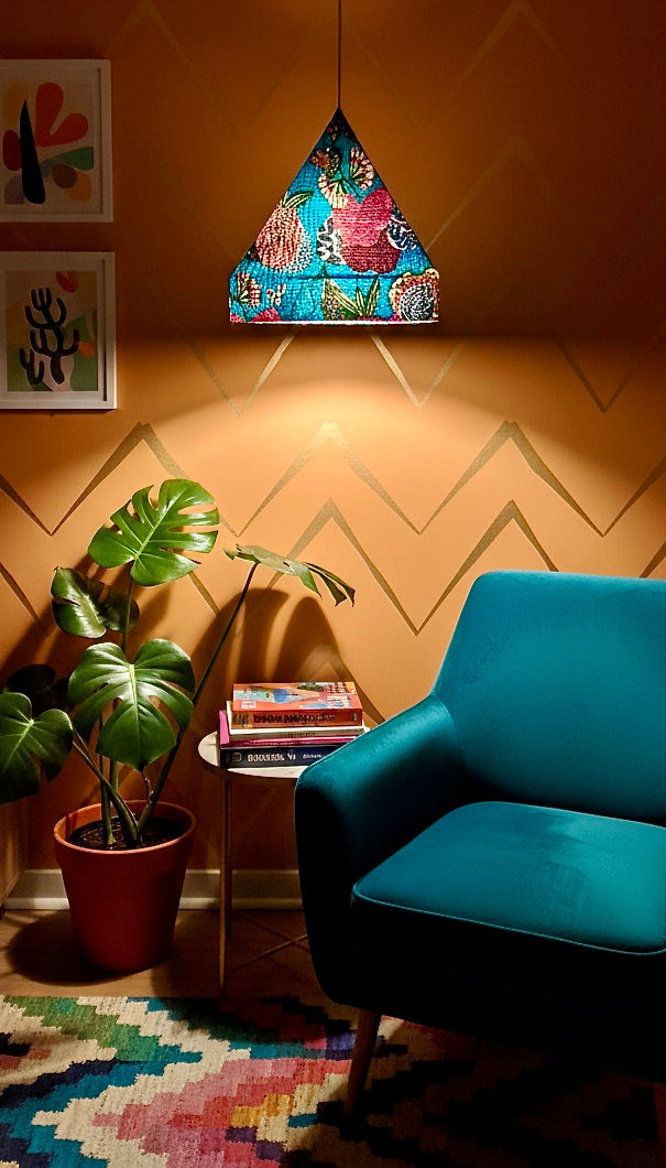 PYRAMID FESTIVAL LIGHTS - BLUE - Hanging Pendant Lights with Dimmer cord