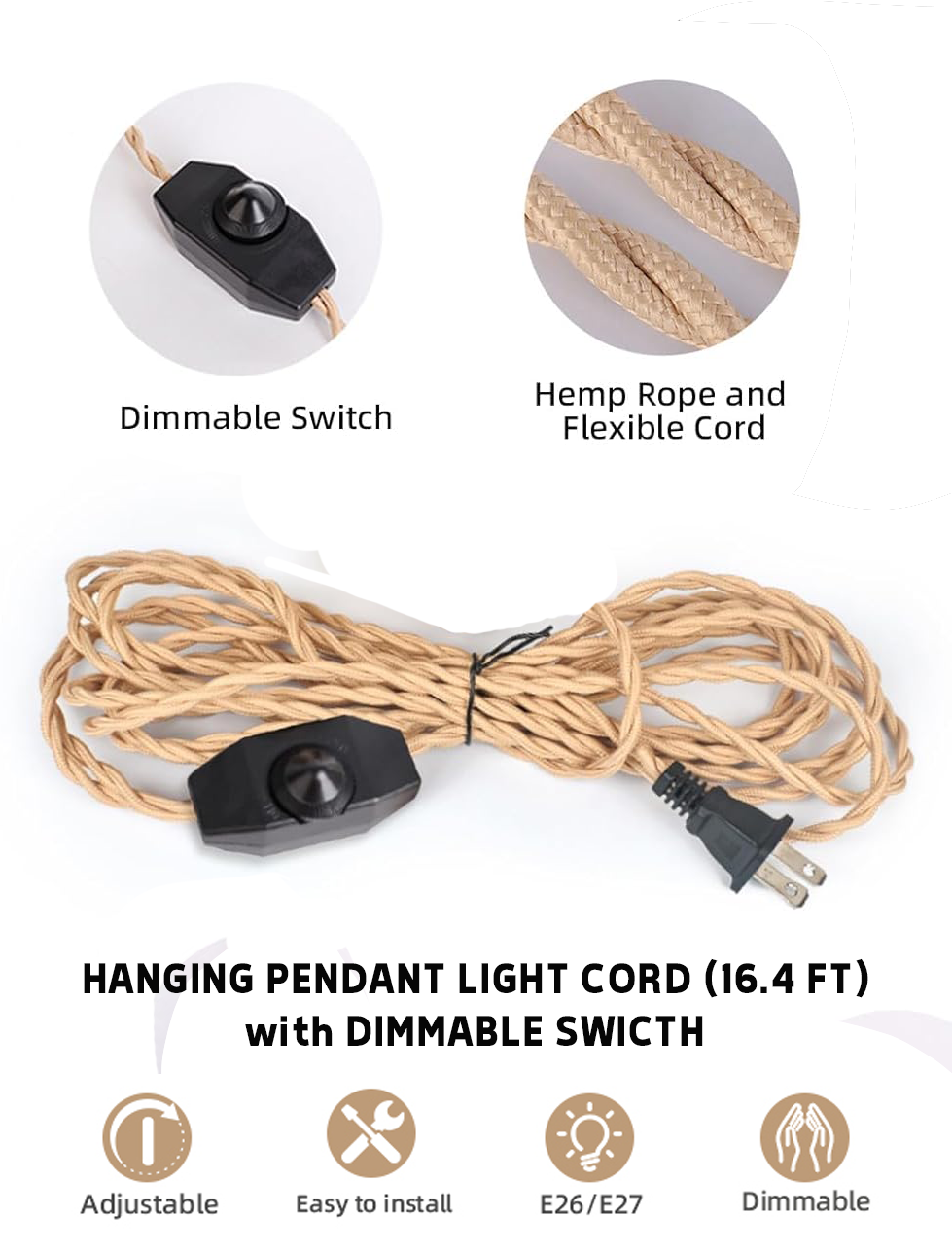 PYRAMID FESTIVAL LIGHTS - GOLD - Hanging Pendant Lights with Dimmer cord