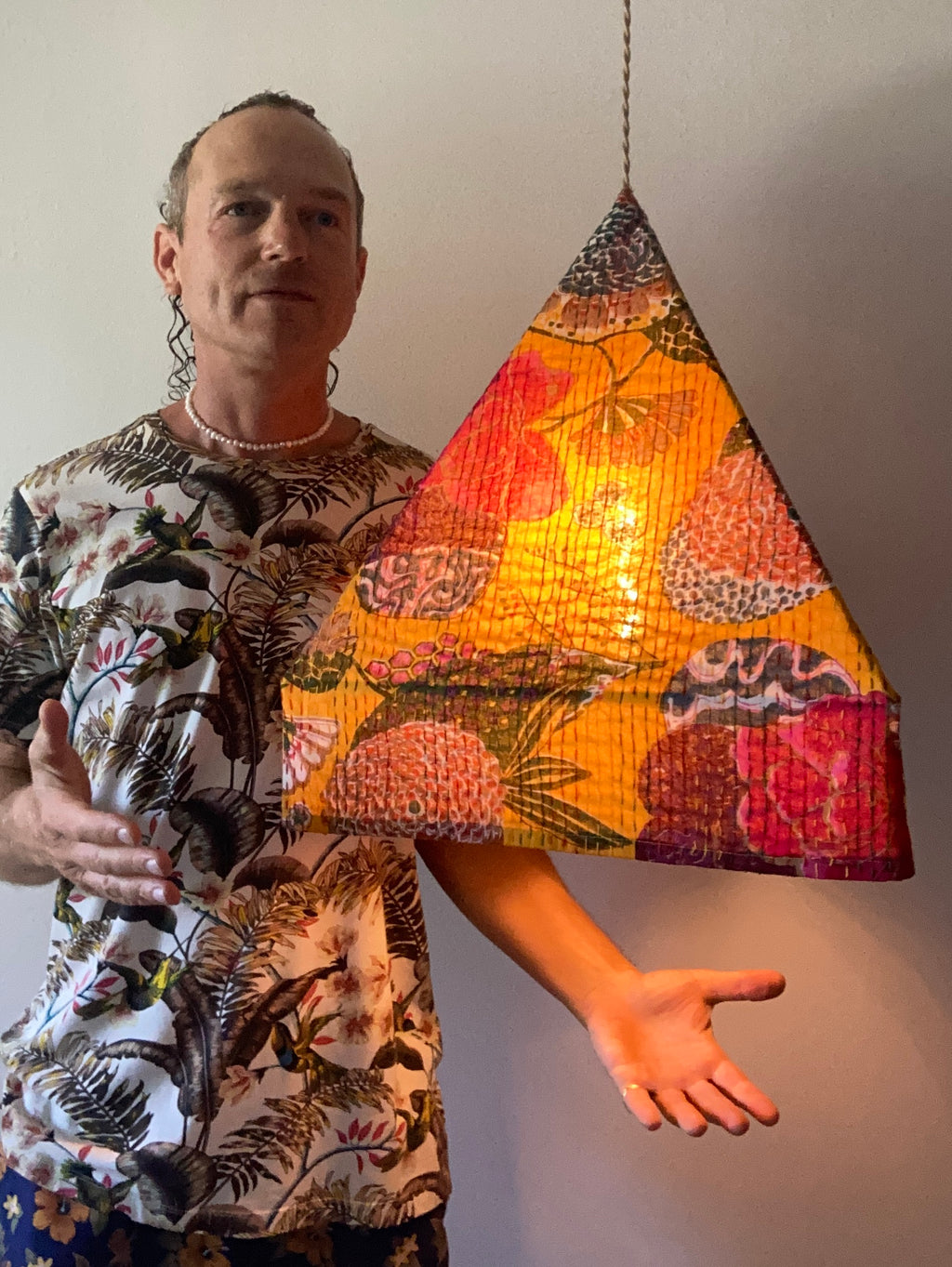 PYRAMID FESTIVAL LIGHTS - GOLD - Hanging Pendant Lights with Dimmer cord