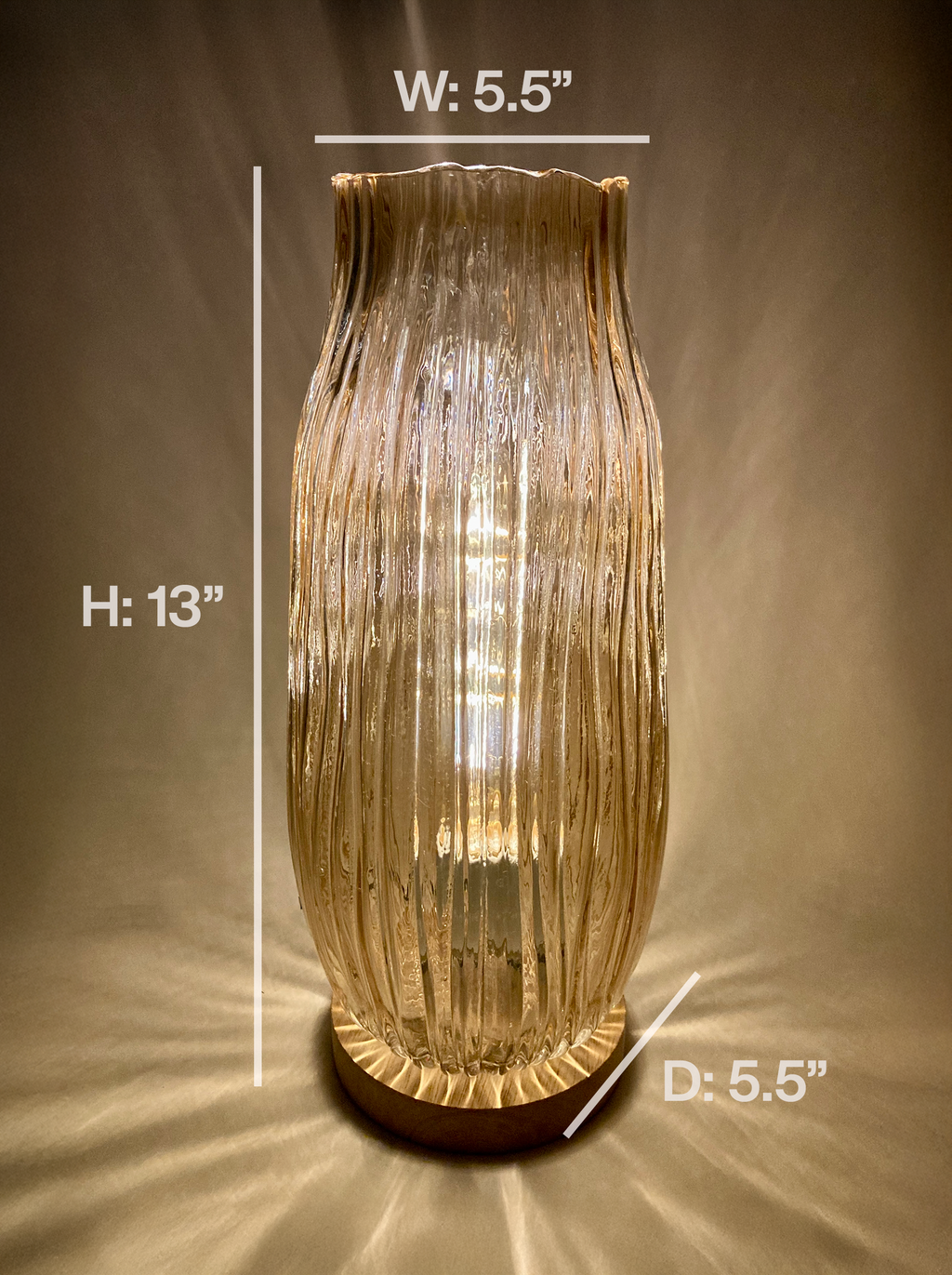 GOLDEN LOTUS BUD Iridescent Glass Table lamp with dimmer cord set