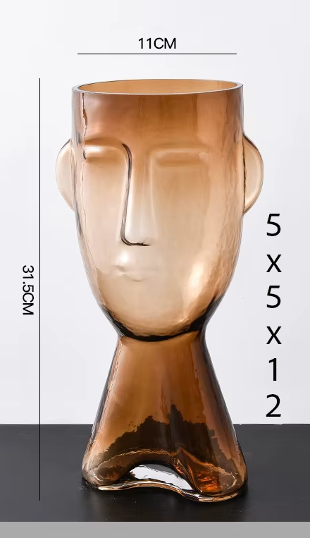 MODI BODHI Glass Face Vase - Amber or Gray