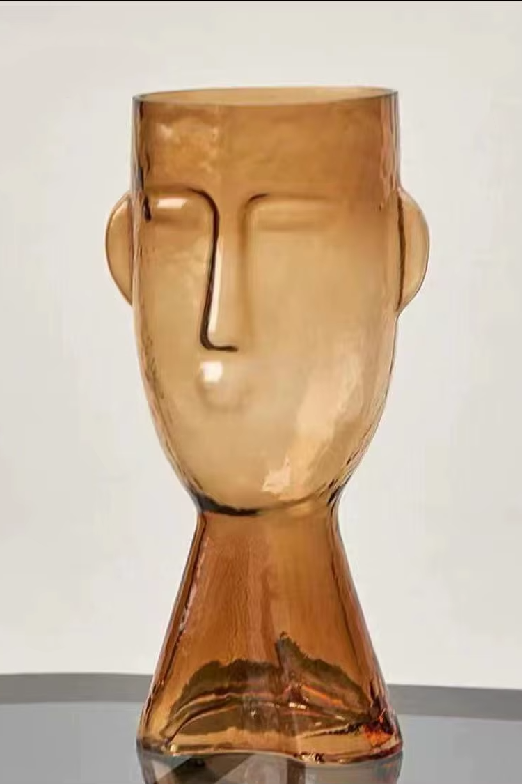 MODI BODHI Glass Face Vase - Amber or Gray