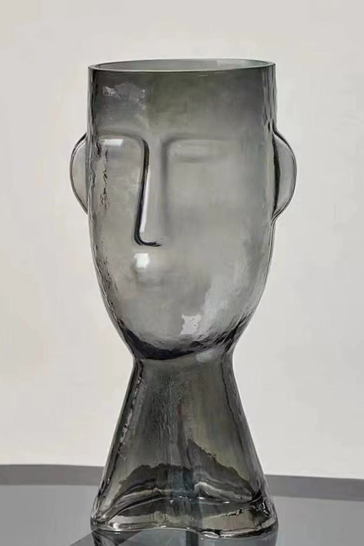 MODI BODHI Glass Face Vase - Amber or Gray