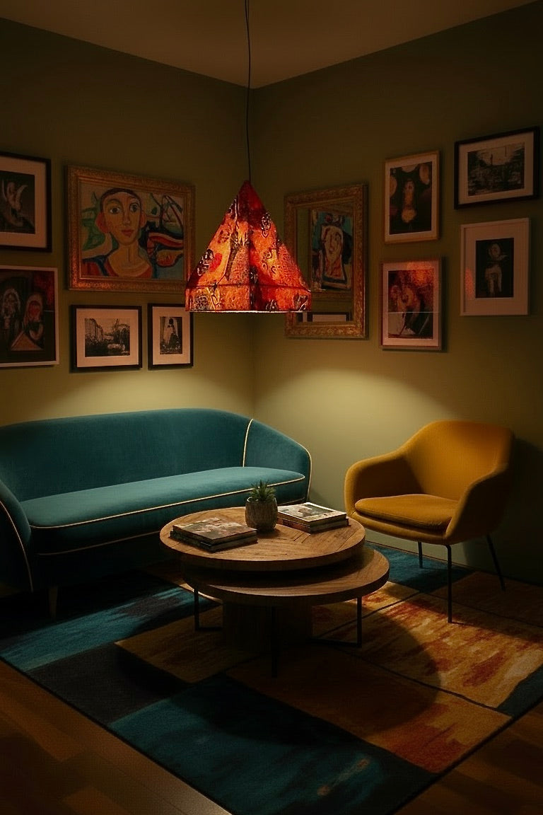 PYRAMID FESTIVAL LIGHTS - TANGERINE - Hanging Pendant Lights with Dimmer cord