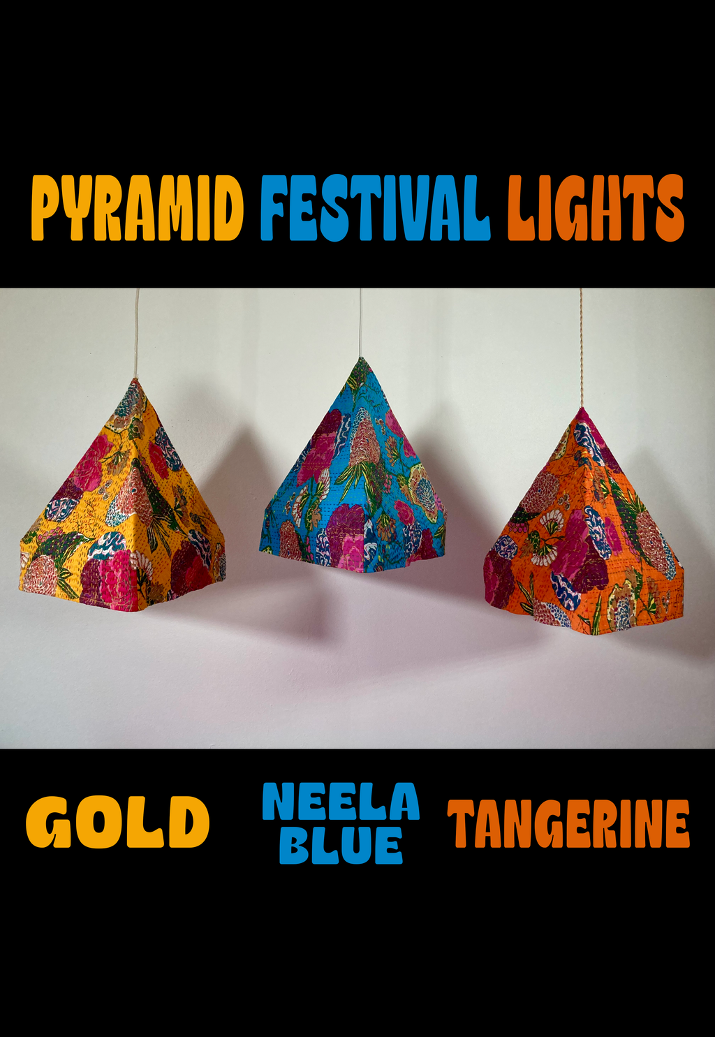 PYRAMID FESTIVAL LIGHTS - GOLD - Hanging Pendant Lights with Dimmer cord