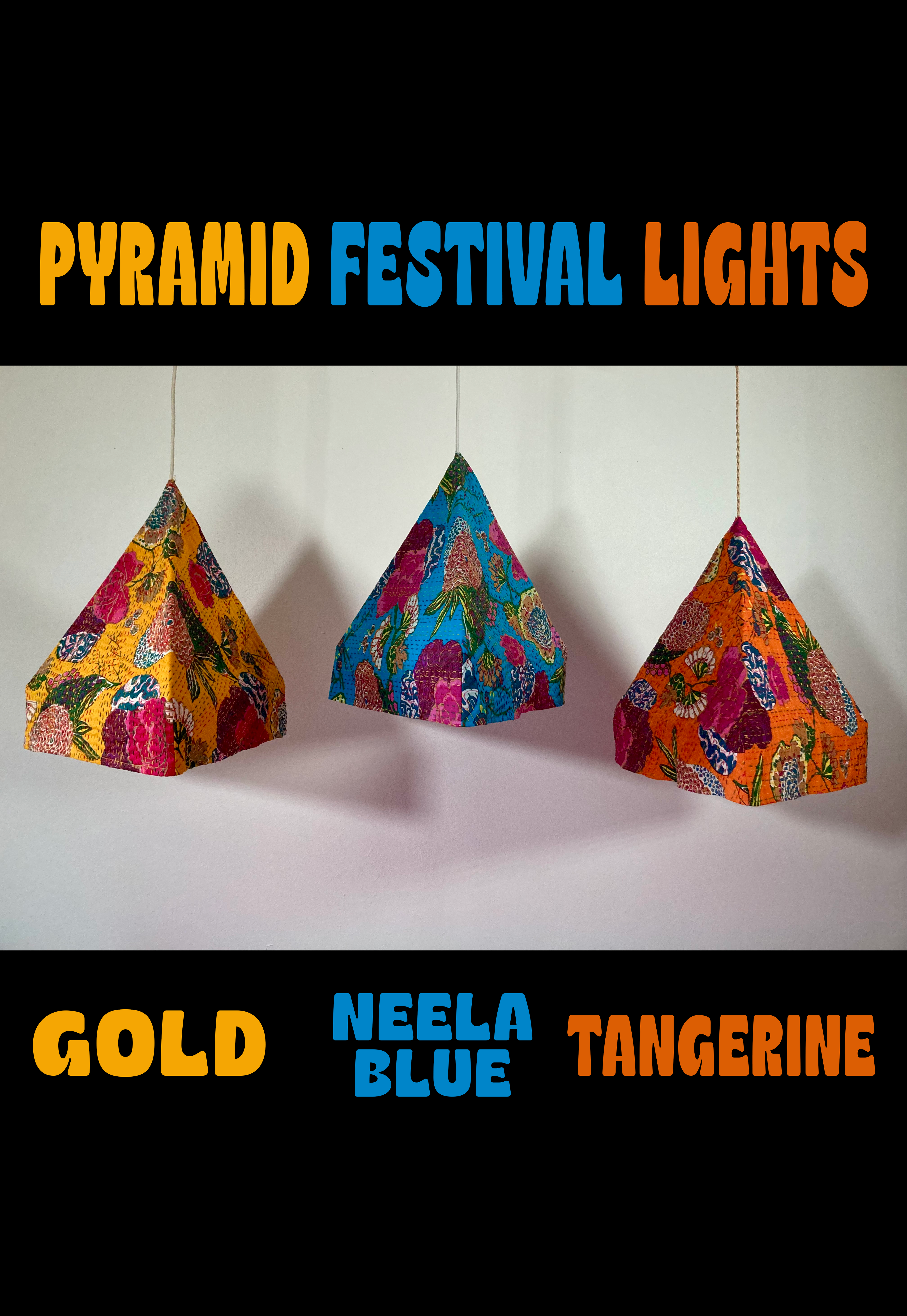 PYRAMID FESTIVAL LIGHTS - BLUE - Hanging Pendant Lights with Dimmer cord