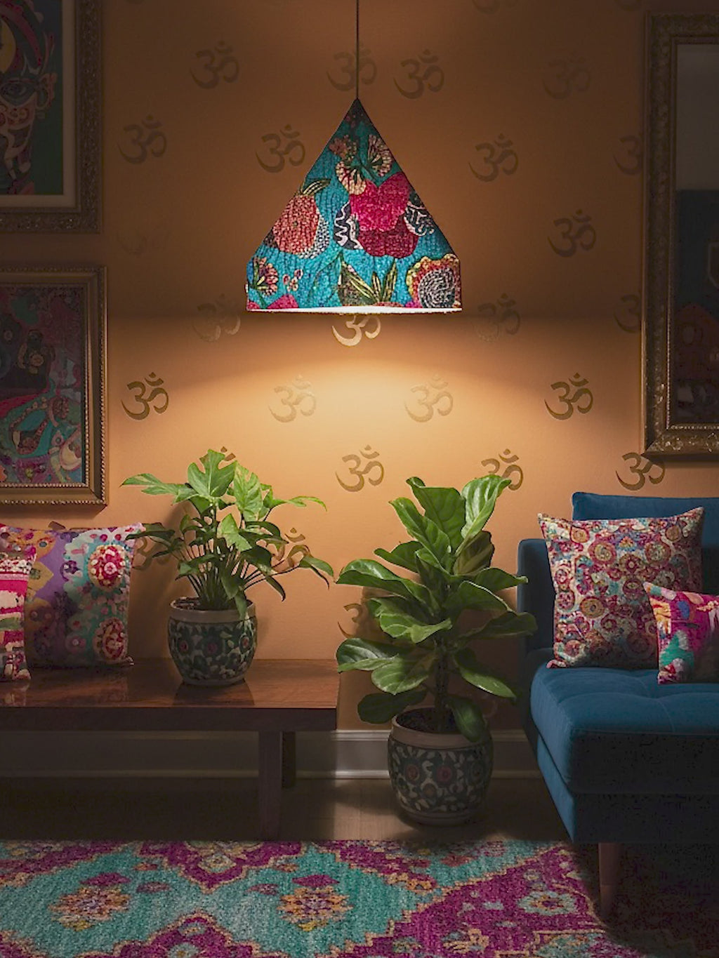 PYRAMID FESTIVAL LIGHTS - BLUE - Hanging Pendant Lights with Dimmer cord