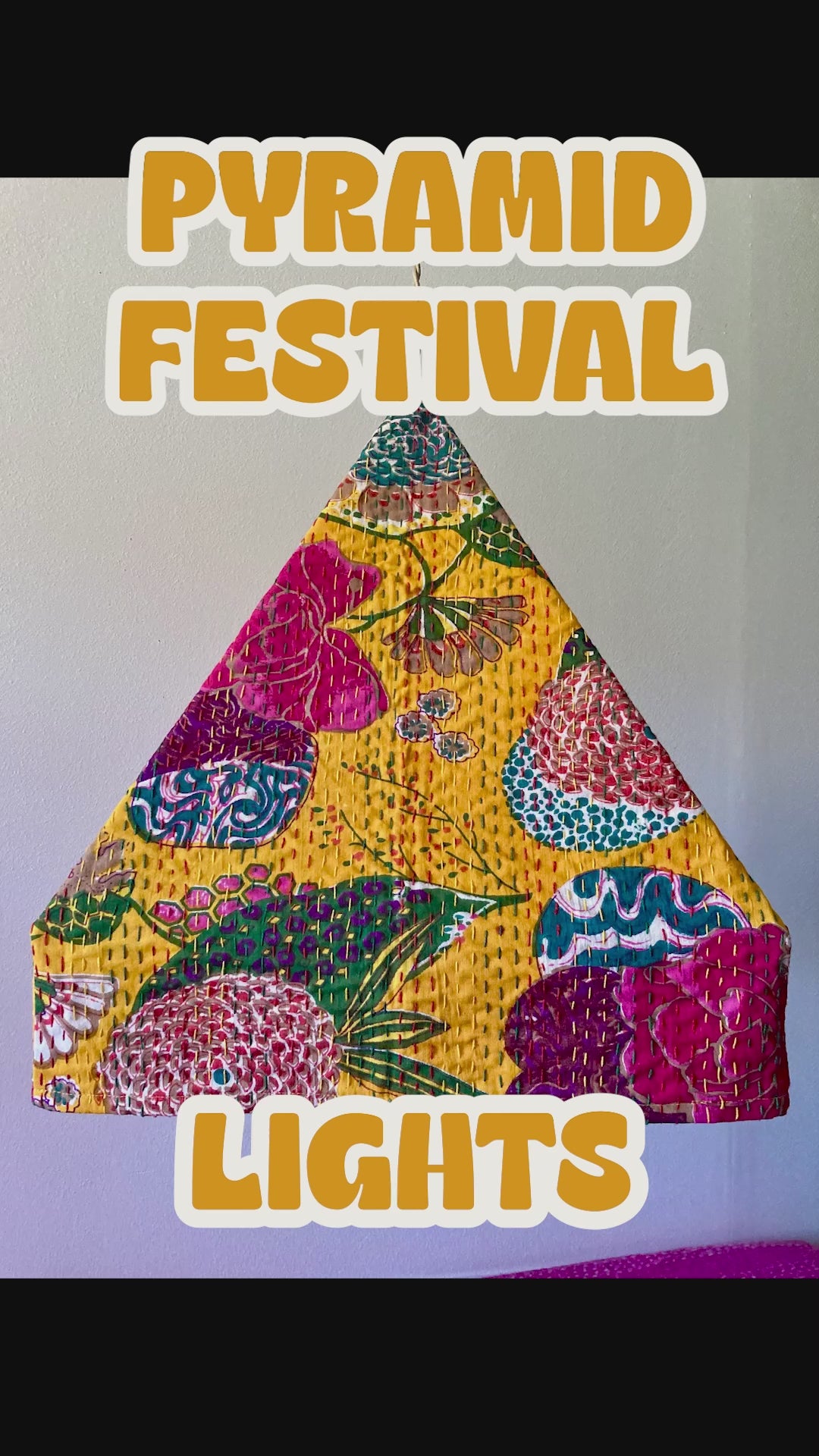 PYRAMID FESTIVAL LIGHTS - GOLD - Hanging Pendant Lights with Dimmer cord