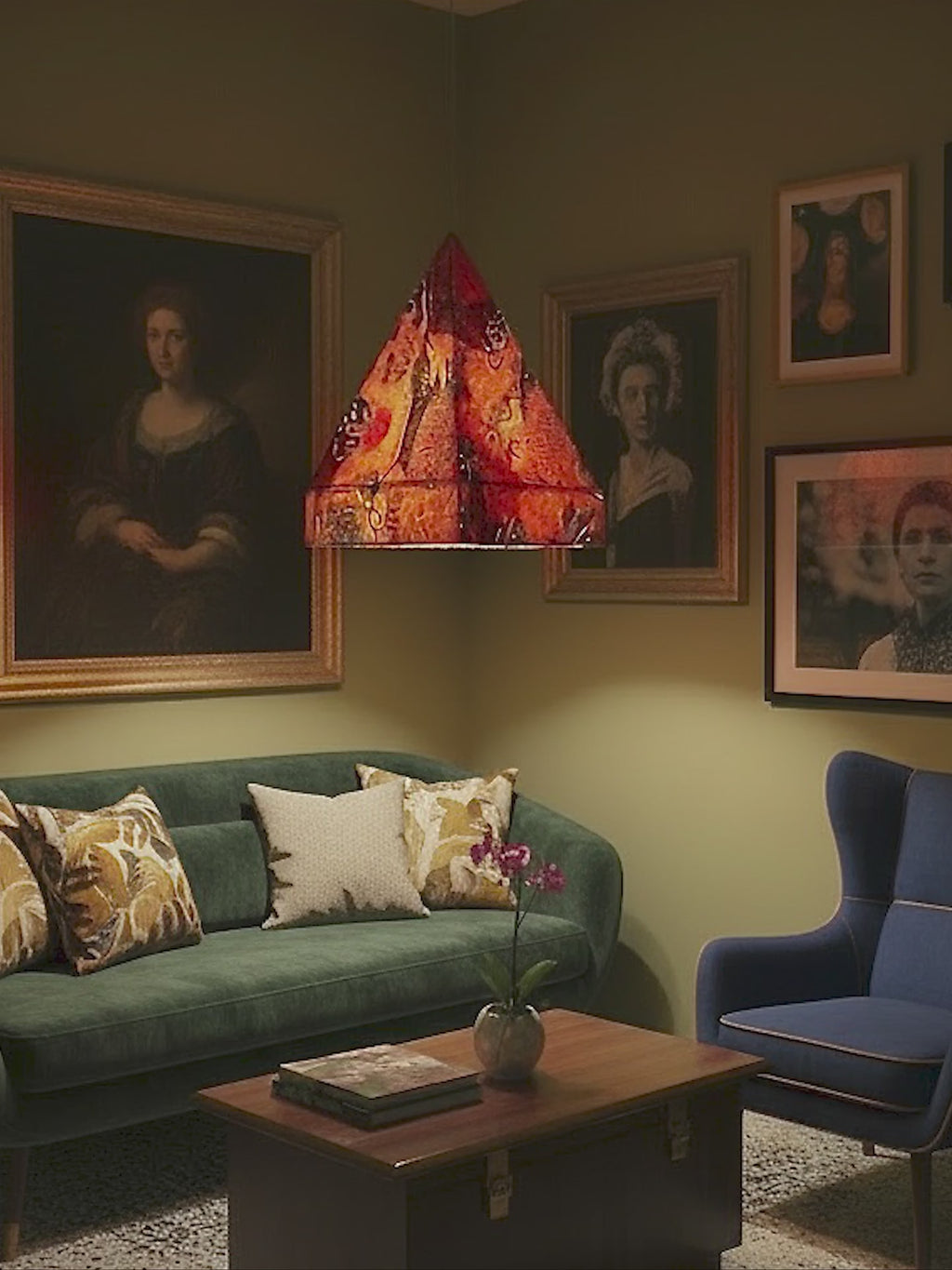 PYRAMID FESTIVAL LIGHTS - TANGERINE - Hanging Pendant Lights with Dimmer cord